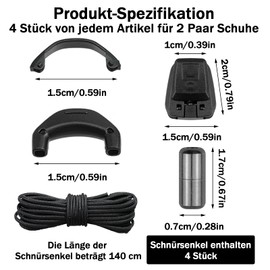 ZSOPN 20 Pieces 2 Pairs Shoelaces Quick Release Laces Without Tying Replacement for Salomon Speedcross Ski Boots, Men and Women Strap Replacement Kit, Salomon Quicklace Kit, Ferrous, Unit size