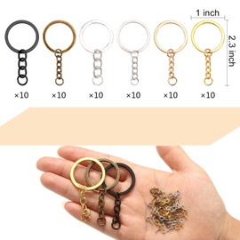 360 PCS Key Chain Rings Set Including 60pcs with Open Jump Rings with Chain, and 300pcs Small Screw Eye Pins Connector Accessories DIY Key Chain Rings kit for Crafts and Jewelry Making (MixedColors)