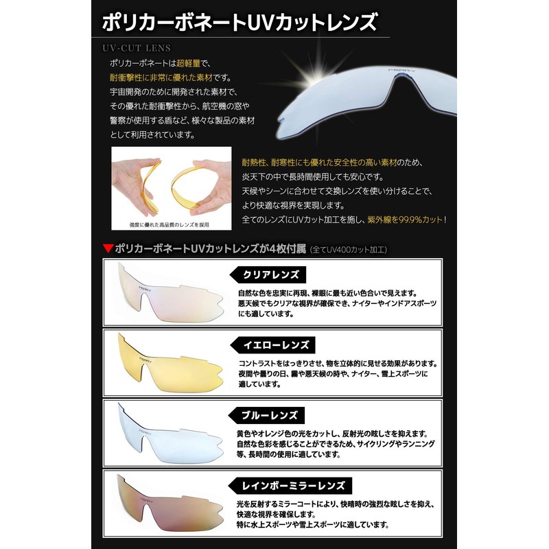 FERRY Polarized Lens Sports Sunglasses Full Set with 5 exclusive