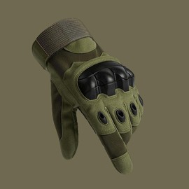 Outdoor Sports All Fingered Gloves, 1 Pair Cut Resistant Anti Slip Motorcycle Gloves, Tactical Gloves for Men and Women Outdoor Sports - Color: Army Green, Specification: L