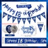 Yontree 18th Birthday Decorations - Blue & Silver Banners, Triangle