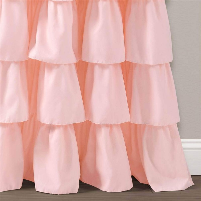 Lush Decor Blush Ruffle Window Curtain-Shabby Chic Farmhouse Style Panel