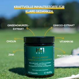 Hi1 Brain Boost | Konzentrationskapseln | Mikronährstoff- und Pflanzenkomplex mit Ginkgo-Extrakt, Ginsengwurzel-Extrakt und Magnesium | 90 Kapseln
