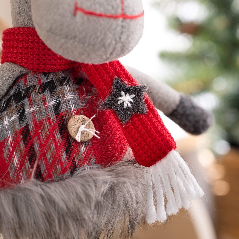 WeRChristmas Standing Boy Reindeer Figurine with Soft Legs, Multi-Colour, 30cm