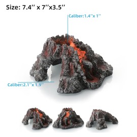 Paoleju Reptile & Amphibian Habitat Décor | Volcano Shape Aquarium Decorations Cave| Reptile Rock Hide Cave for Lizards, Bearded Dragon | Resin Fish Tank Cave
