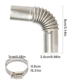 Stainless Steel Exhaust Pipe Elbow Connector 25MM Exhaust Pipe Gas Vent Hose Stainless Steel Parking Heater Car Heater Exhaust Pipe with Two Stainless Steel Clamps for Diesel Heater