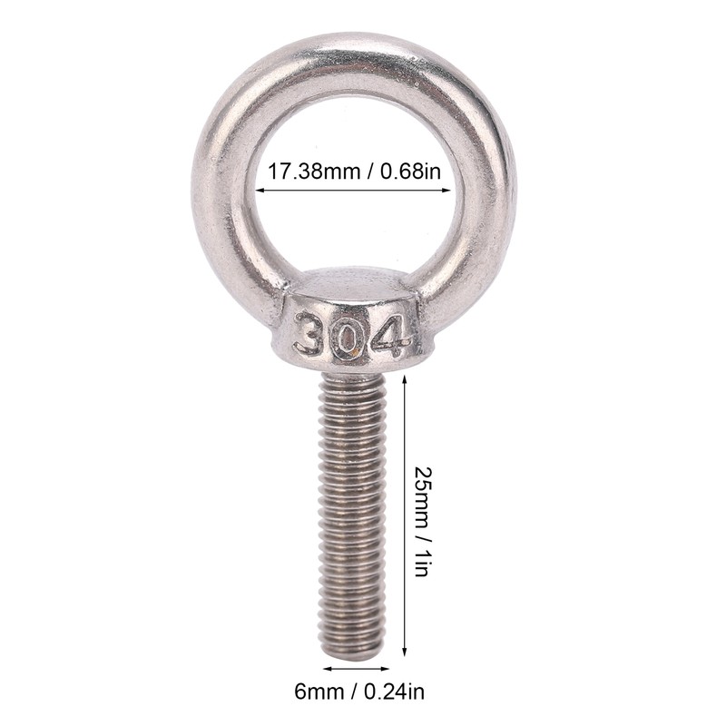 10Pcs Eye Bolt 304 Stainless Steel Lifting Round Ring Screw