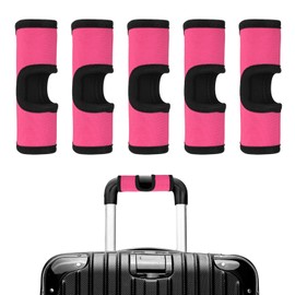 TIXIPEM Luggage Handle Wrap [5PCS] - Neoprene Luggage Identifiers Hollow Design Use for Push-Button Suitcase & Trolley Case - [Pink-6IN/15CM] Comfort Grip Handle Cover