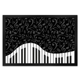 Piano Door Mat XL 40 x 60 cm with Treble Clef and Signs as a Gift for Real Musicians Who Want to Show Their Love of Music to Everyone and Own a Piano