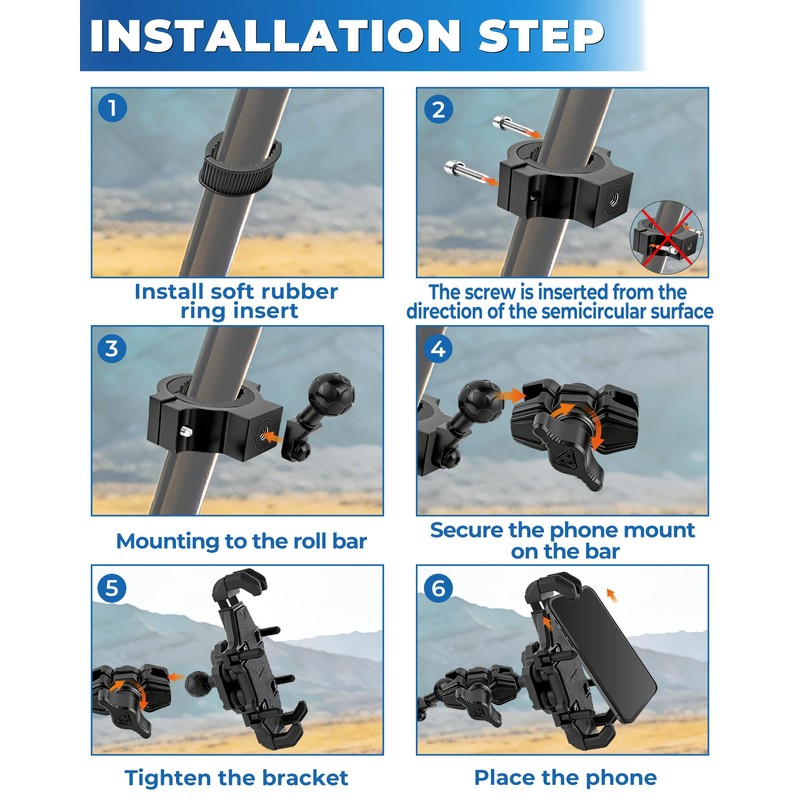 YUDE UTV Phone Mount Heavy Duty Anti Vibration for ATV
