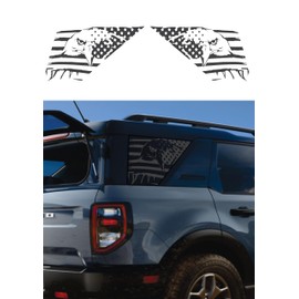 Compatible with Ford Bronco Sport 2021-2024 | Precut Eagle American Flag Window Decals | Both Side | Proudly Made in The US | Matte Black (Eagle US Flag)