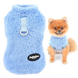 SMALLLEE_LUCKY_STORE Pet Sherpa Fleece Jumpers Sweaters Vest Turtleneck Pullover with D-ring Soft Sweatshirt for Small Dogs Cat Puppy Boy Girl Yorkie Chihuahua Warm Fall Winter Clothes,Blue,XXL