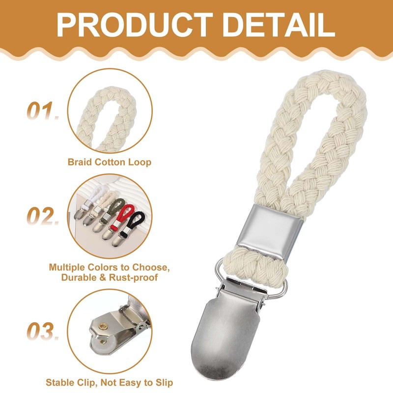 sourcing map 4 Pcs Tea Towel Clips with Cotton Loop
