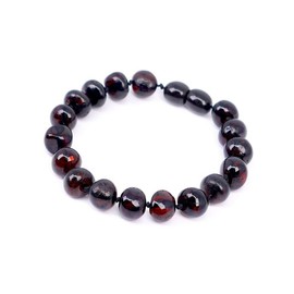 Baltic Amber Bracelet (Unisex) - Genuine Baltic Amber Beads (5.5 in.) (Black)
