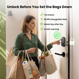 GHome Smart Fingerprint Door Lock for Front Door, Keyless Entry Deadbolt with Keypad, App Control, Auto Lock, Easy Install Digital Smart Lock for Family Homes, Garage Entry & Apartments