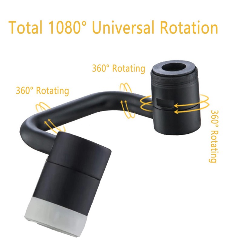 LikeHome 2 Packs Matte Black Rotating Faucet Extender Aerator, Solid