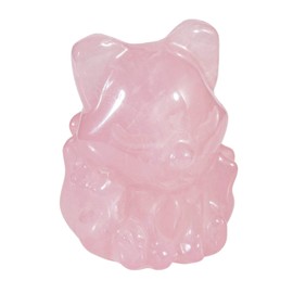mookaitedecor Rose Quartz Mini Good Luck Pocket Crystal Fox Figurine Statue, Hand Carved Semi Precious Gemstone Animal Micro Landscape Decoration Small Healing Crystal Fox Ornament Gift for Women