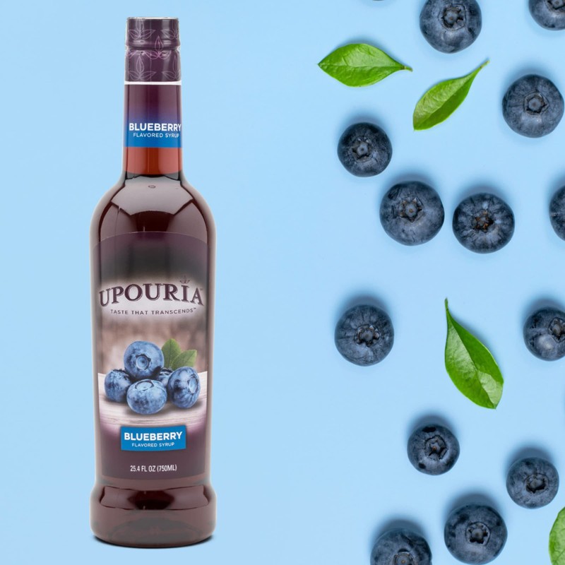 Upouria Blueberry Syrup Flavoring, 100% Vegan, Gluten-Free, Kosher, 750ml bottle