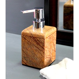 KLEO Soap/Lotion Dispenser - Made of Genuine Indian Marble - Luxury Bathroom Accessories Bath Set - Brown