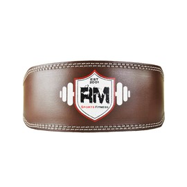 RingMasterUK Weight Lifting Belt 4" Leather Gym Workout Back Support Bodybuilding Double Prong Fitness Exercise Training Crossfit (Medium)