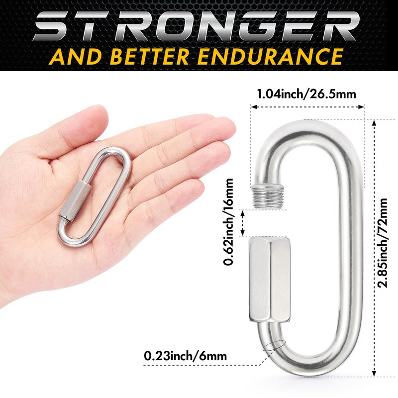 sprookber Stainless Steel Chain Quick Links - 304 Stainless Stee