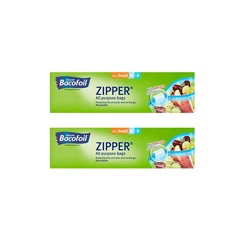 2 x 15 All Purpose Zipper Resealable Bag Small Snadwich