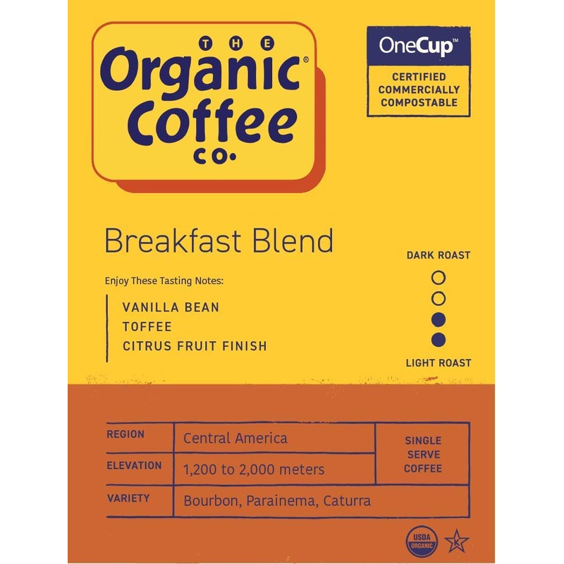 Organic Coffee Co. OneCUP Breakfast Blend 12 Ct Medium Light