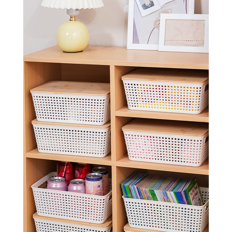Anywish Storage Bins with Lids 6 Packs, Plastic Storage Bins