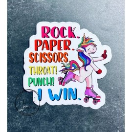 FIve Acre Creations Funny Waterproof Sticker | Car Window Decal | Rock Paper Scissors Unicorn |