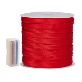 NICENEEDED Double Fold Bias Tape Bias, 2/5 Inch Satin Bias Tape Red Wide Fold Tape, Binding Tape DIY Garment Accessories for Sewing Hemming Seaming Piping Quilting