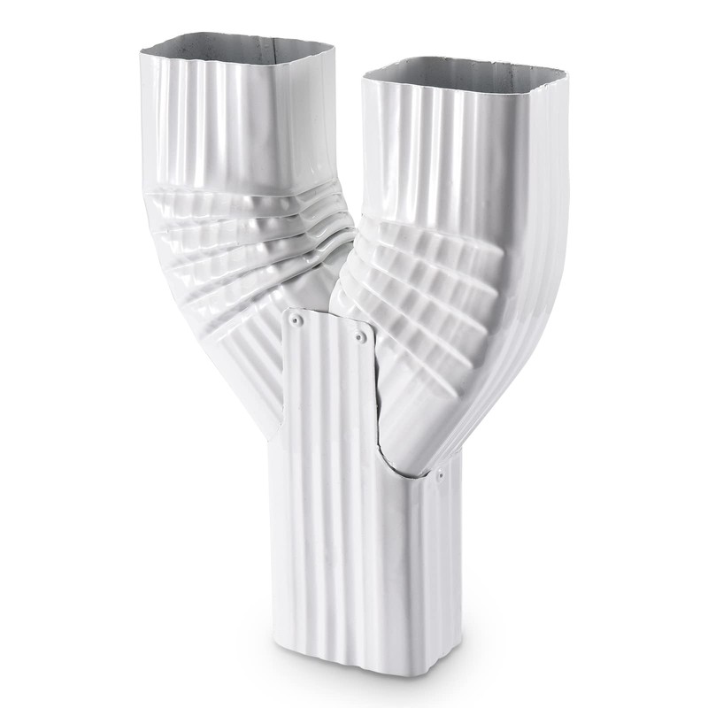VYH Downspout Gutter Y Diverter 2x3, Low Gloss White，Y Downspout,