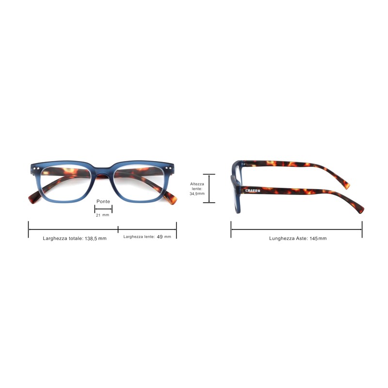 CHARRO Lesebrille Original 3 Blau-Schildpatt +3,00