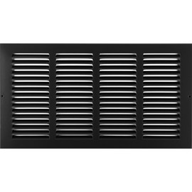 HVAC Premium 16'' x 16'' [Duct Opening] Flat Stamped Steel Return Air Grille - Sidewall and Ceiling - HVAC Vent Duct Cover - Black [Outer Dimensions: 17.75''w X 17.75''h]