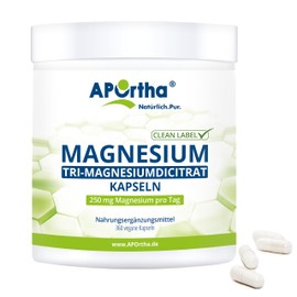 APOrtha® Magnesium Citrate - Tri-Magnesium Dicitrate 360 Capsules, 250 mg Magnesium Per Daily Consumption, Natural, Elementary Magnesium