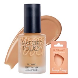 ULTRAMO Base de Maquillaje Matifica y Controla el Brillo Larga Duración Alta Cobertura, Prueba de Agua y Sudor Resistente a Transferencias, Incluye una Esponja de Maquillaje Color Aleatorio, NC42