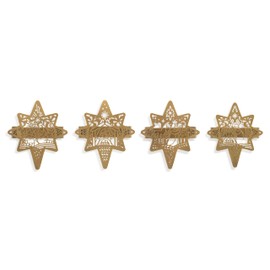 DEMDACO Christmas Journey Gold Tone 3.5 x 3 Inch Iron Faith Religious Decorative Entertaining Holiday Tabletop Décor Napkin Rings, Set of 4, Star of Bethlehem