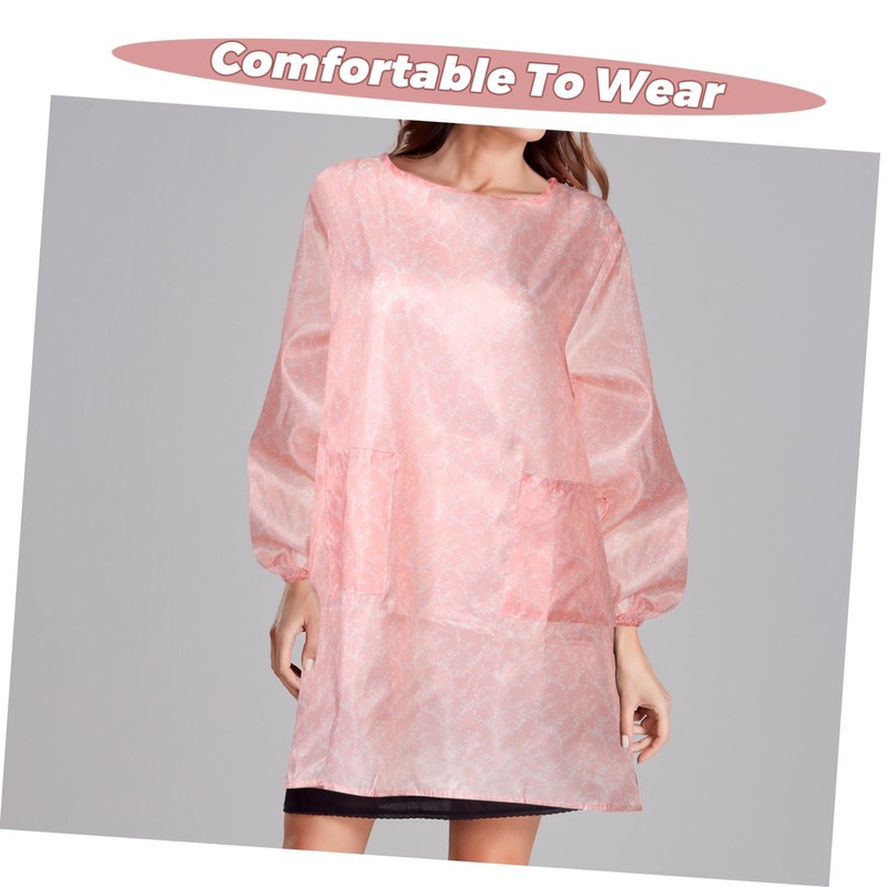 Healeved Long Sleeve Oilproof Apron for Women Flower Pattern Smock