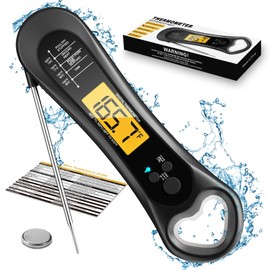 Termómetro Digital de Carne para Cocinar, Termómetro de Carne Inalámbrico de Lectura Instantánea Biison Impermeable, Retroiluminación, Ultrarrápido Pr