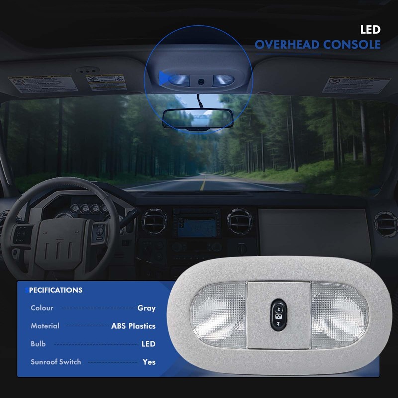 LED Front Overhead Console with Dome Map Light & Sunroof