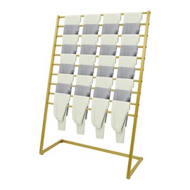 YIYIBYUS Scarf Display Stand, 10 Tier Scarf Holder Organizer, Freestanding Scarf Rack for Commercial Clothing Retail Store, Belt Shawl Hijab Organizer,Towel Rack Ties Belt Pants Hanging Rack (Gold)