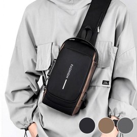 Male password lock type, water-resistant USB port Cross bag all black/ONE 2ea