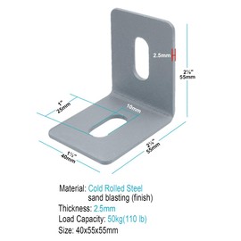GBGS 10 Pack Slotted L Bracket,2-1/8" x 2-1/8" x 1-1/2",Adjustable Corner Braces with Elongated Slots, Max Load 110 lb