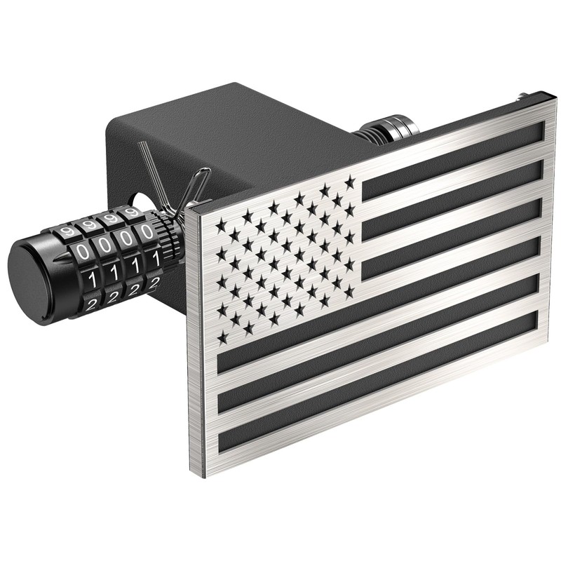 Synrroe Heavy Duty American Flag Hitch Cover & Keyless Hitch