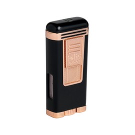 Palio Pro Polaris Triple Torch Cigar Lighter, Butane refillable, Black Rose Gold