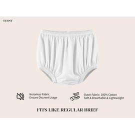 EEOST Adult Diaper Cover for Incontinence Noiseless Leak-Protection Underwear Plastic Pants Over Diapers Waterproof Rubber Pants (White, M(Men Size))