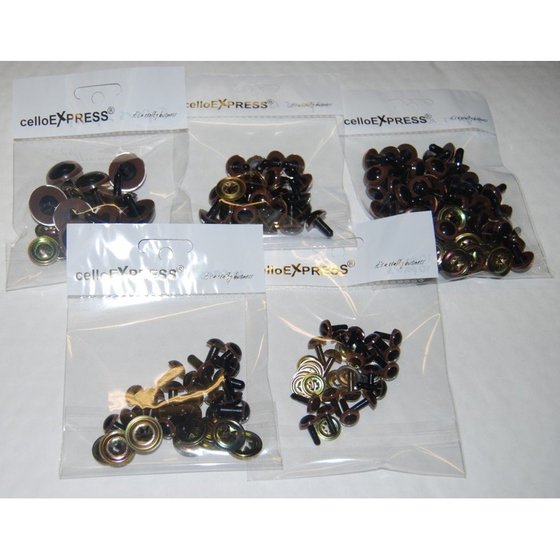 celloexpress 6mm Solid Black Safety Eyes with Metal Backs for