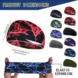 Fumwase 10 Pieces Boys Headbands Athletic Sweatbands Headbands 16 inch Elastic Sports Wicking Headbands Breathable Soft Sweatband Head Wrap for Basketball Football Cycling Running Yoga (Fashion, 10)