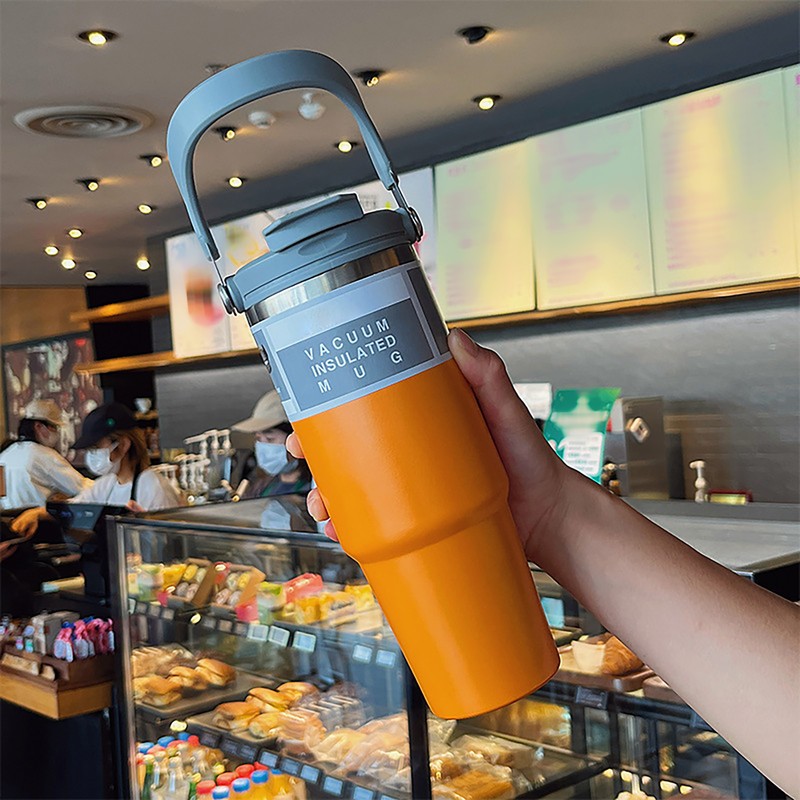 Insulated Water Bottle 890ml Stainless Steel Portable Car Thermal Coffee