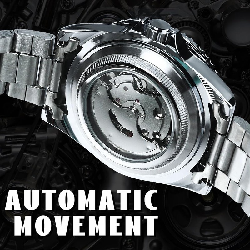 Men Automatic Mechanical Watches Winner Luxury Brand Full Steel Waterproof