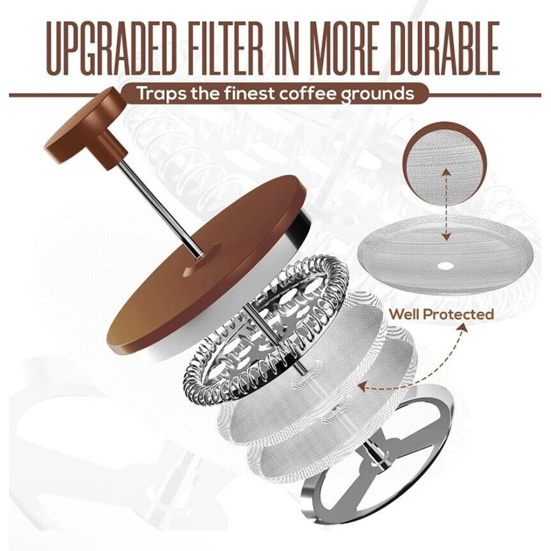 Modern Home 27oz FRENCH PRESS COPPER POT DOUBLE WALL STAINLESS